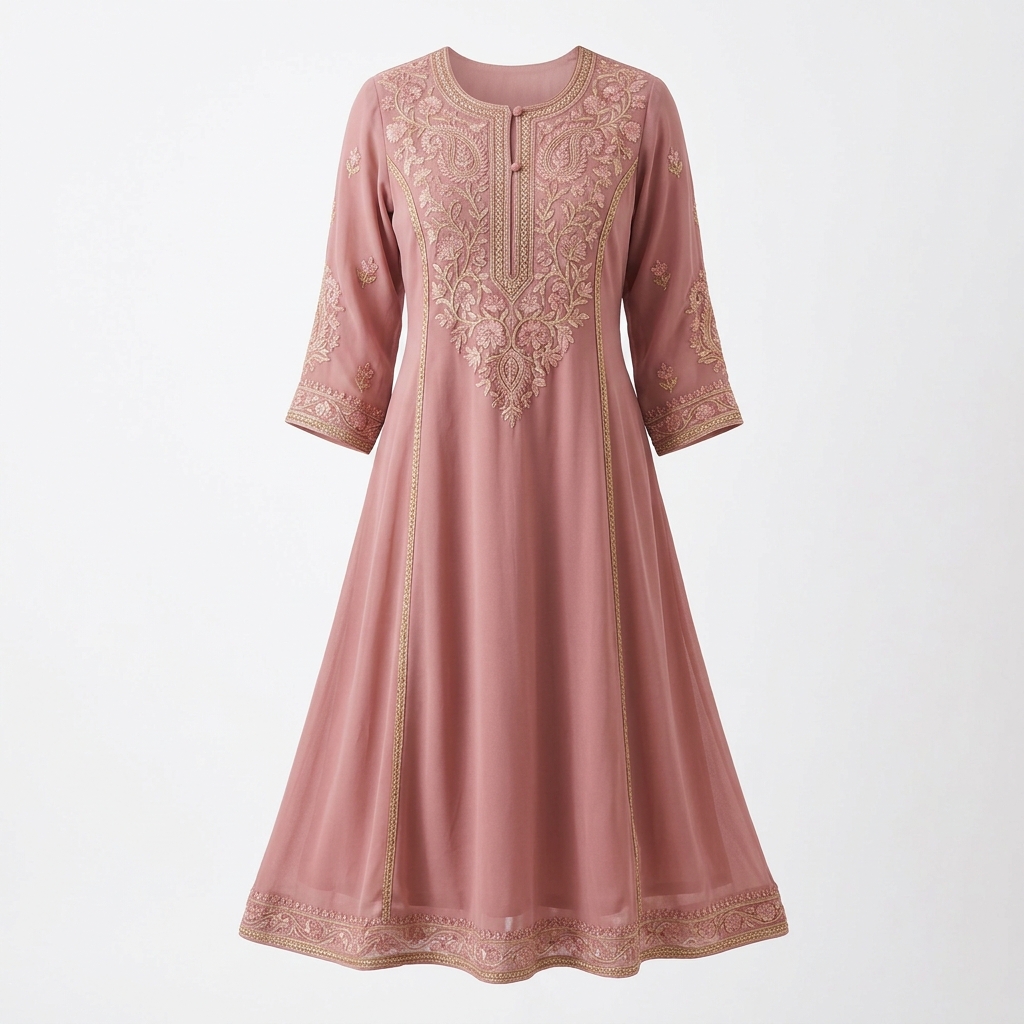 Georgette Embroidered A-Line